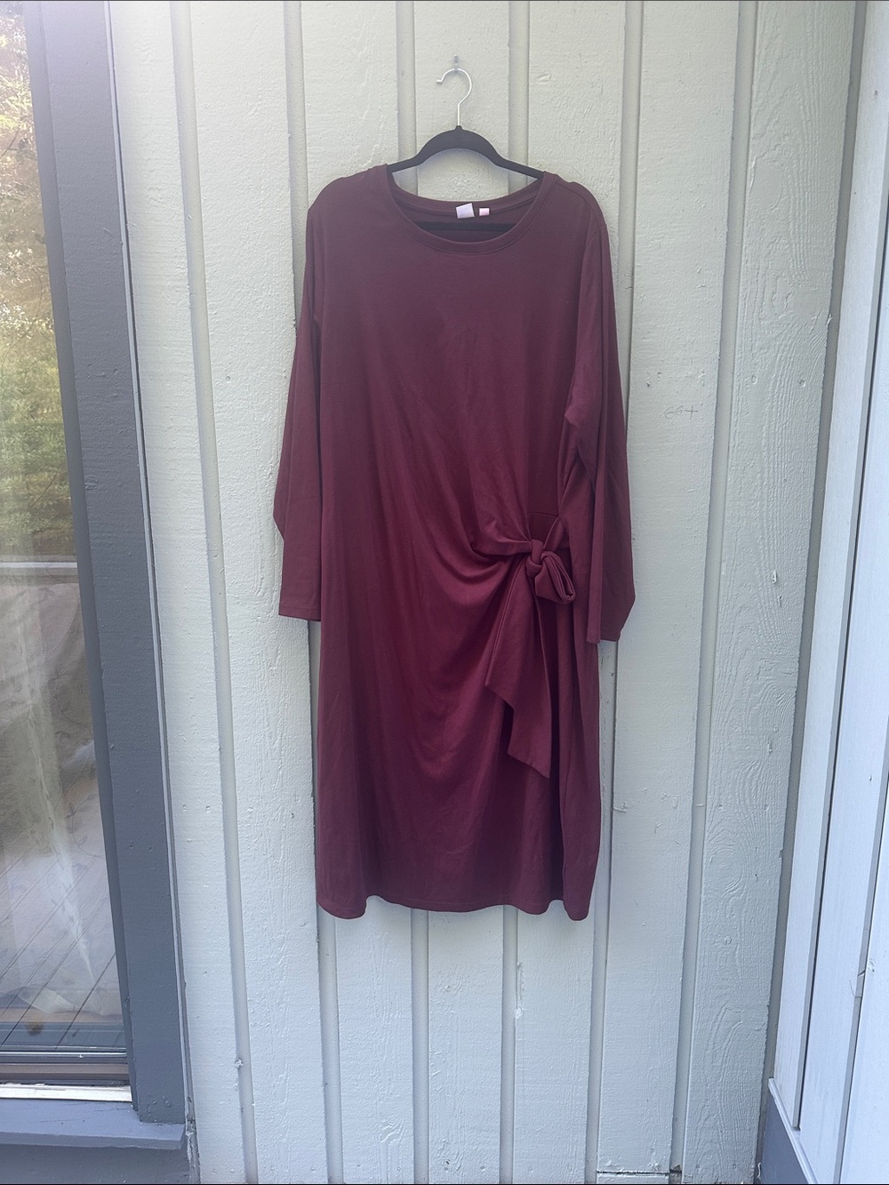 GAP Burgundy Long Sleeve Knot-Detail Dress